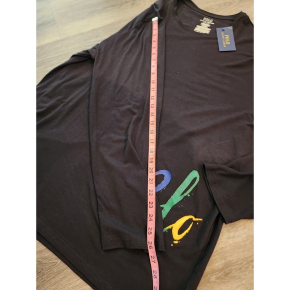 Polo Ralph Lauren XL Long Sleeve Pajama Lounge Shirt Black Logo Paint Splatter - Picture 8 of 10